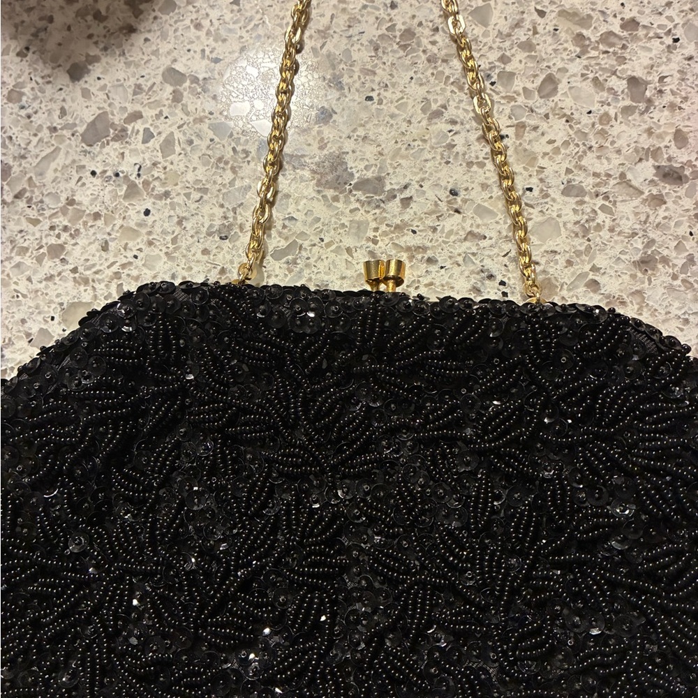 Elegant Black Beaded Evening Bag